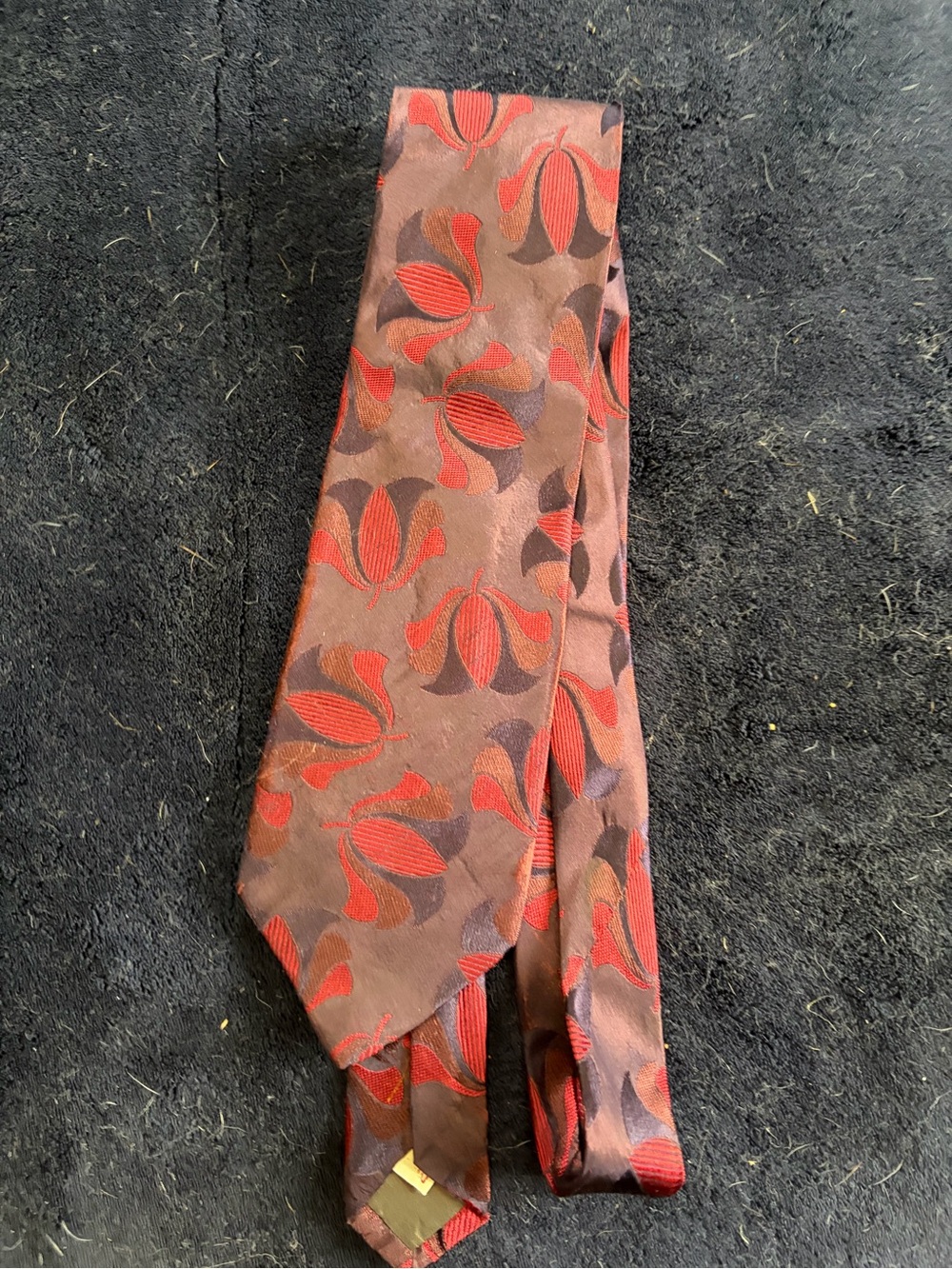 Men's Brown Tie with Red Floral Accent